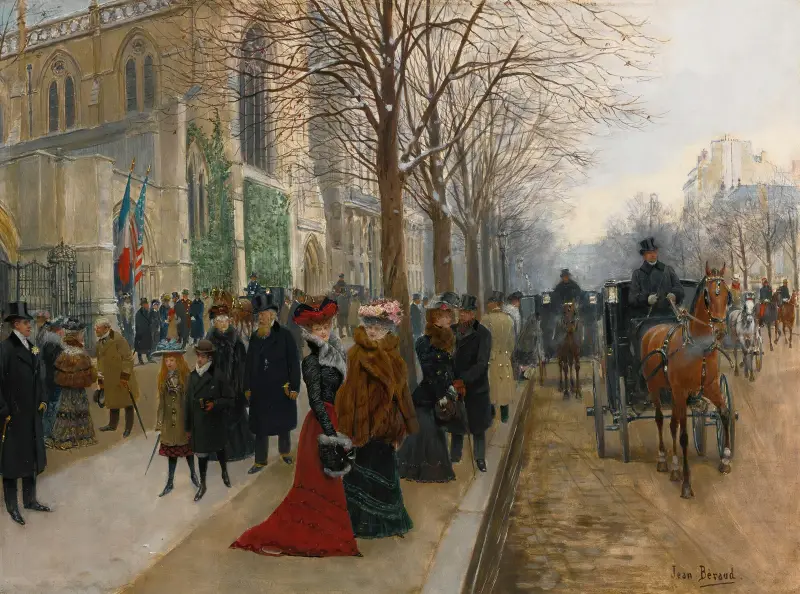 Efter gudstjänsten i Heliga Treenighetskyrkan, julen 1890 av Jean Béraud