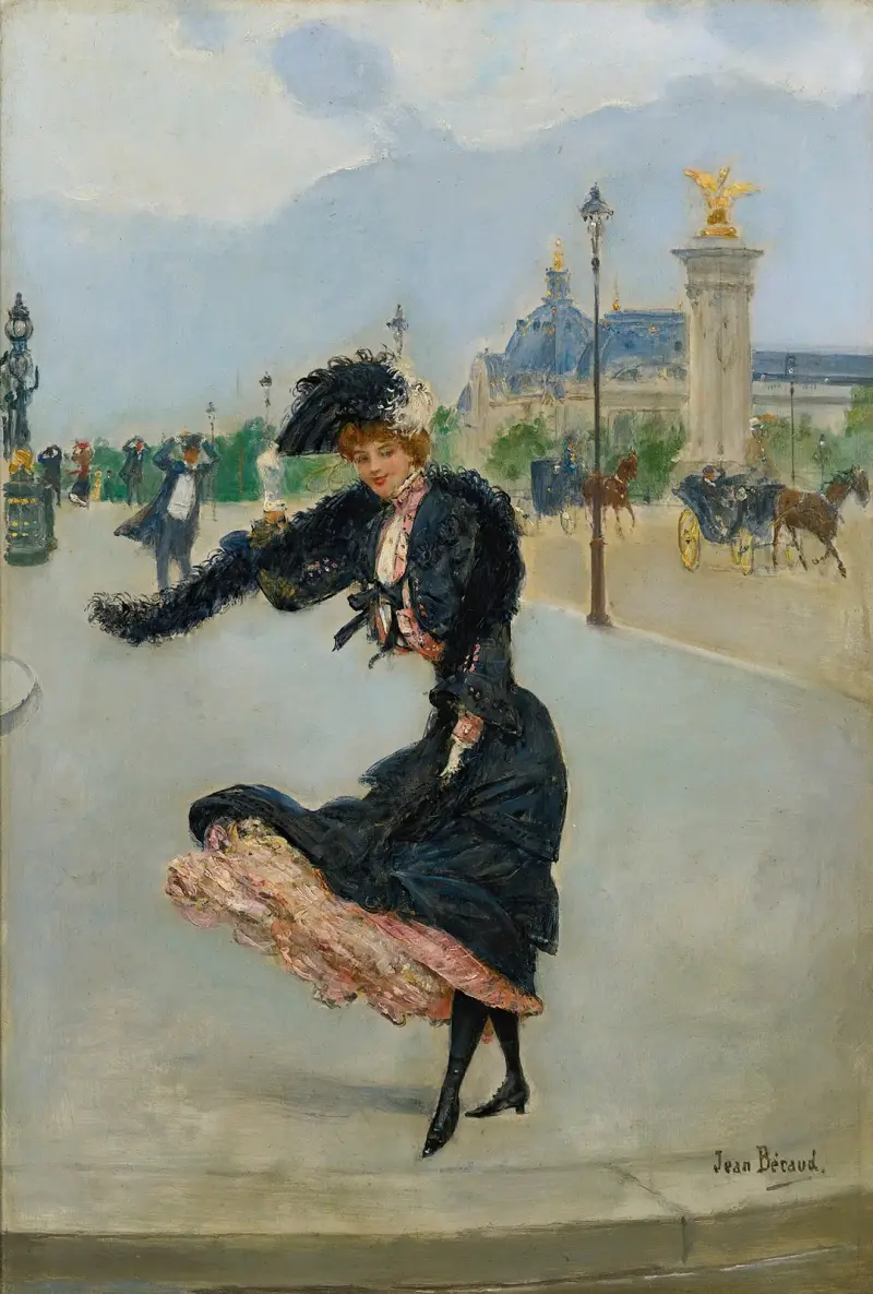 Elegante Devant Le Grand Palais Sur Le Pont Alexandre III av Jean Béraud