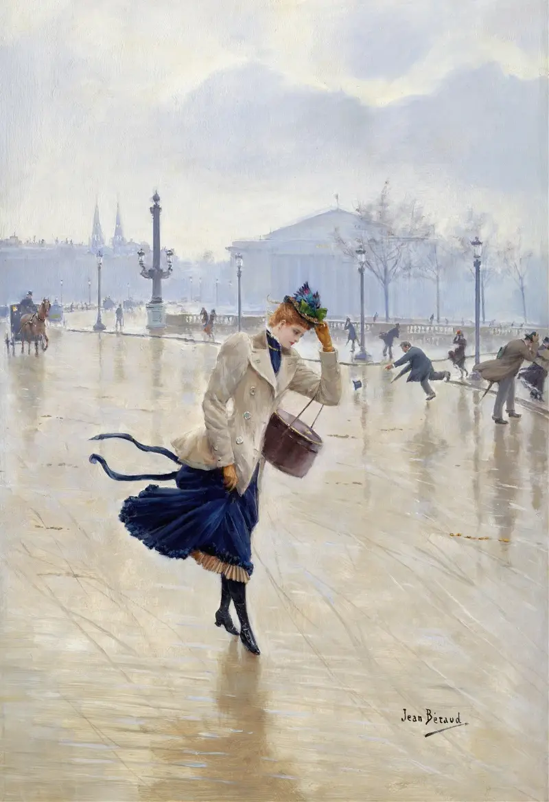 Wietrzny dzień na Place de la Concorde, Jean Béraud