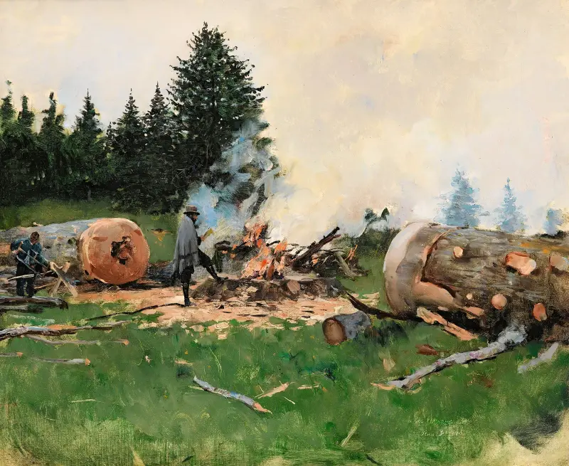 Vedhuggare i en bergsby av Jean Béraud
