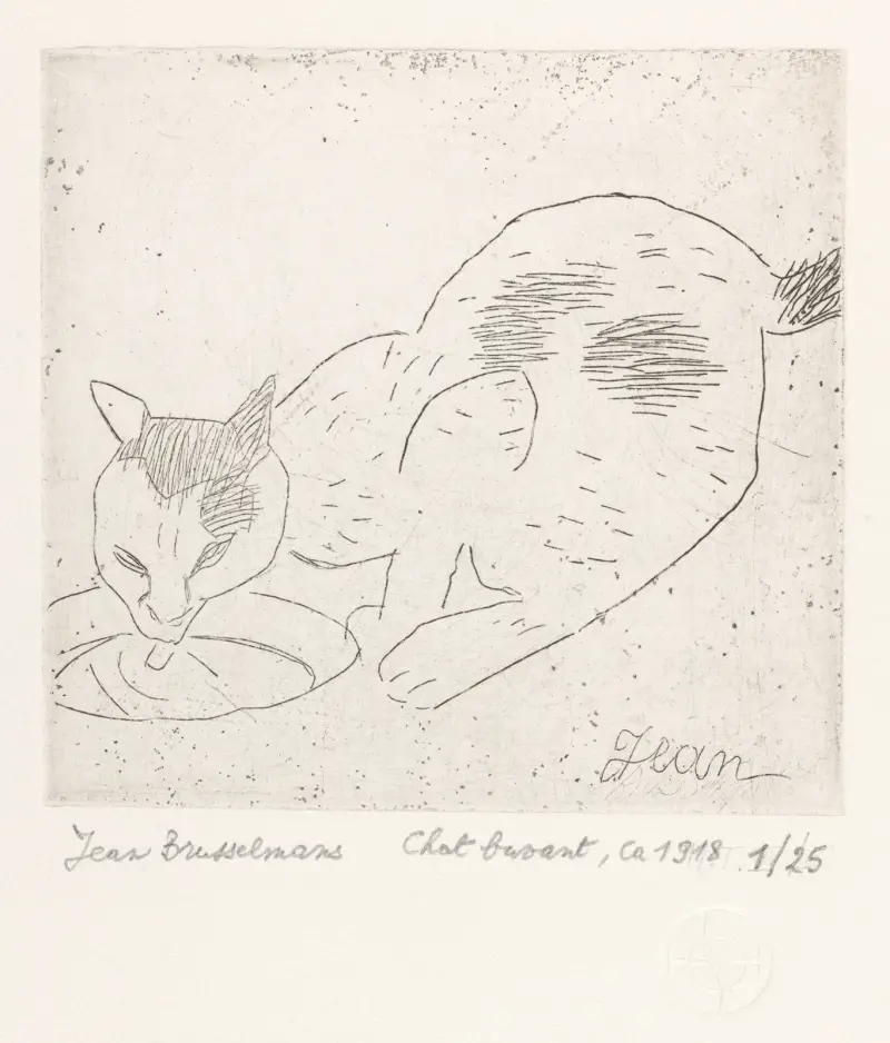 Katt som dricker av Jean Brusselmans