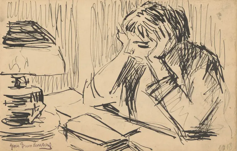 Figur vid ett skrivbord av Jean Brusselmans