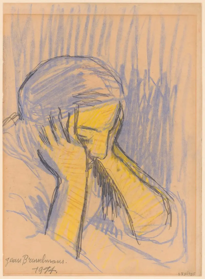Kvinna i meditation (håller huvudet med båda händerna) av Jean Brusselmans
