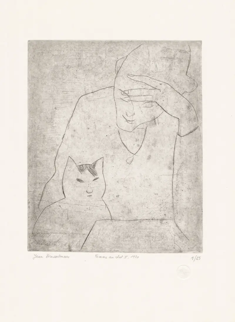 Kvinna med katt II av Jean Brusselmans