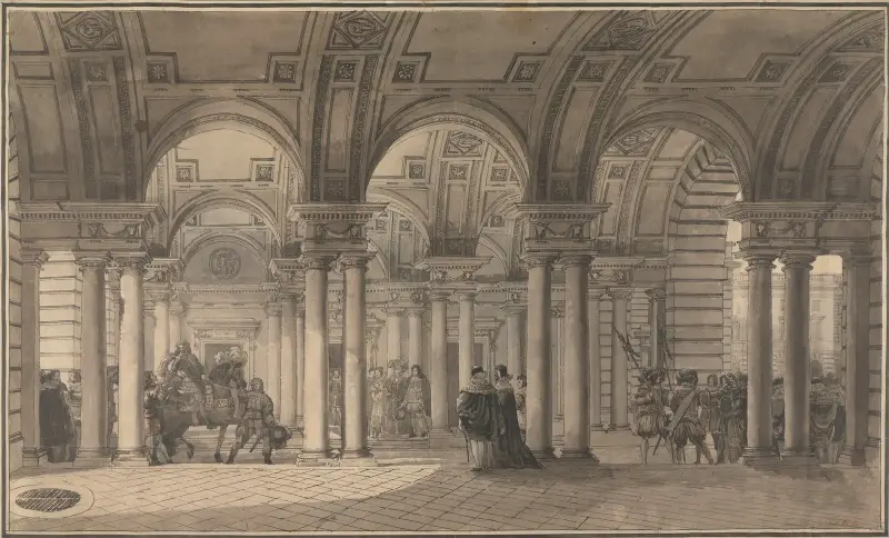 Somerset House, the Strand Vestibule av Louis Jean Desprez