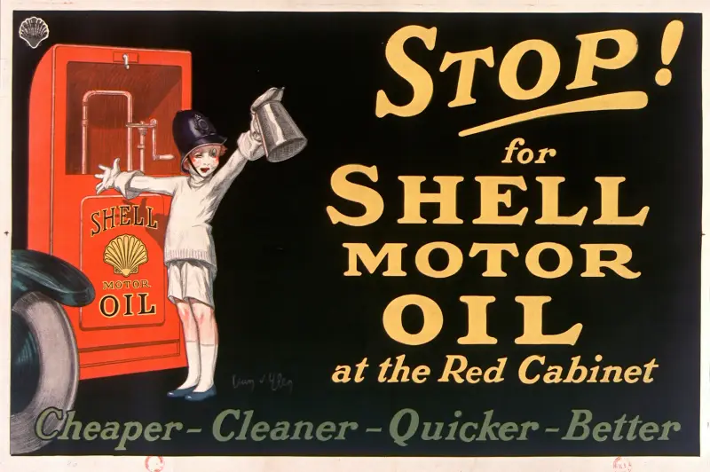 Stop! for Shell motor oil at the Red Cabinet av Jean d'Ylen