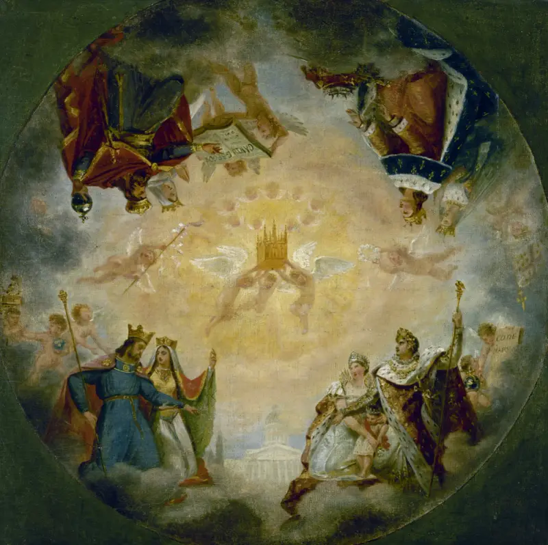 Gloire des dynasties royales et impériales devant sainte Geneviève av Antoine-Jean Gros