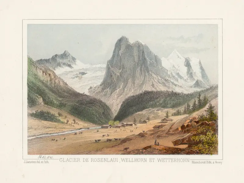 Rosenlauis glaciär, Wellhorn och Wetterhorn av Jean Jacottet