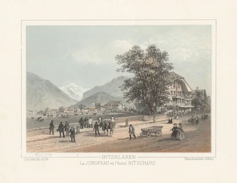 Interlaken, Jungfrau och Hotel Ritschard av Jean Jacottet