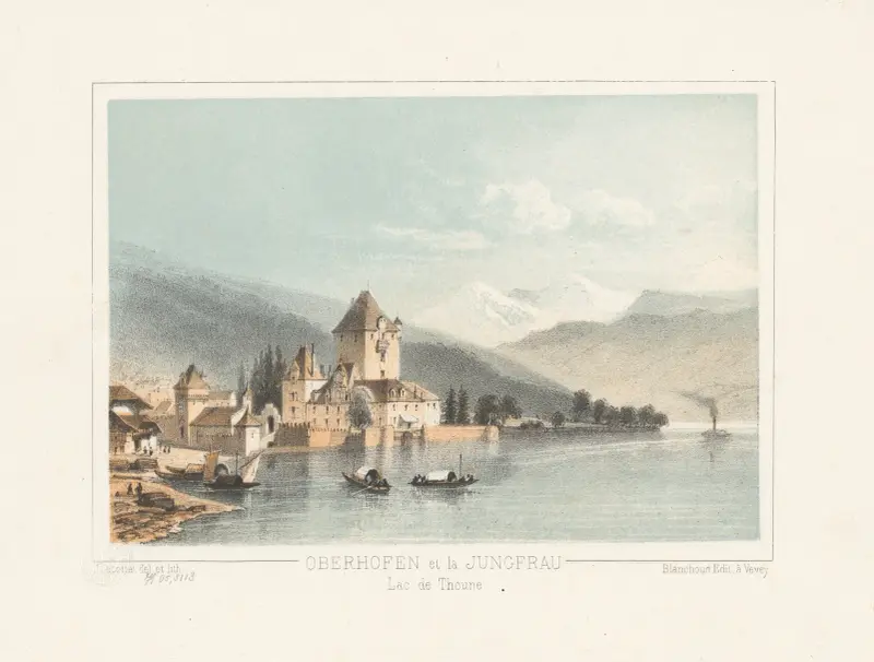 Oberhofen et la Jungfrau Lac de Thoune av Jean Jacottet