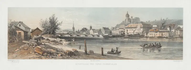 Schaffhausen sedd från Feuerthalen av Jean Jacottet