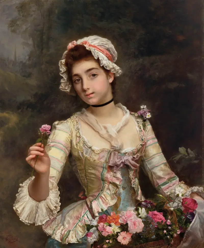 La bouquetière av Gustave Jean Jacquet