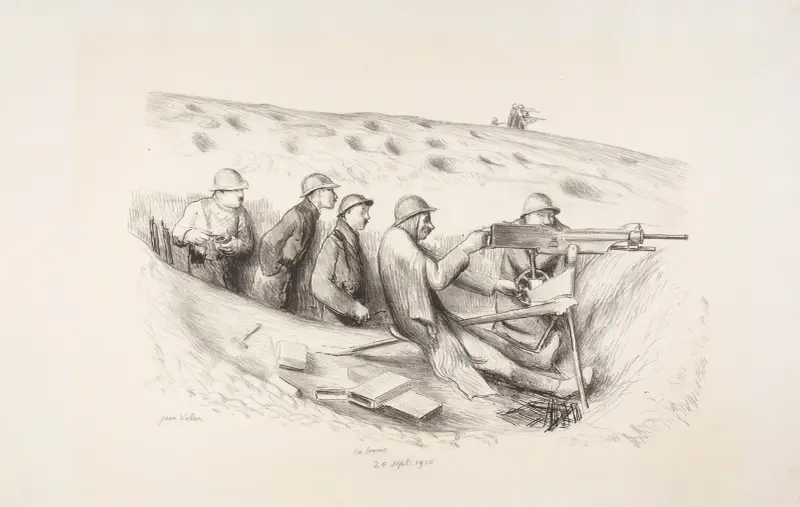 Mitrailleuse en action – Somme 20 sept. 1916 av Jean Veber