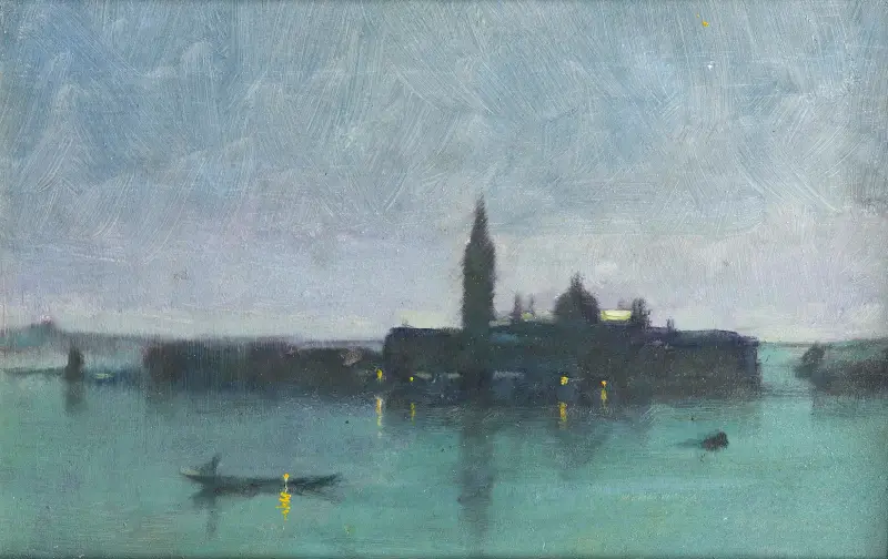 San Giorgio Maggiore From The Lagoon By Moonlight, Venice av James Jebusa Shannon