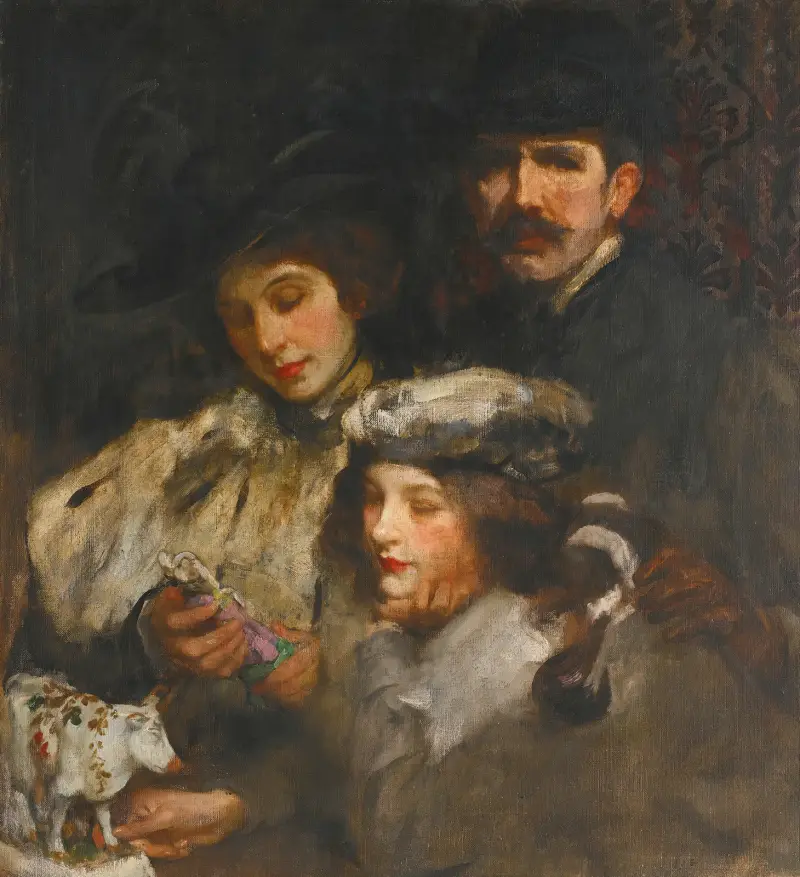 The Painter, His Wife And Daughter av James Jebusa Shannon