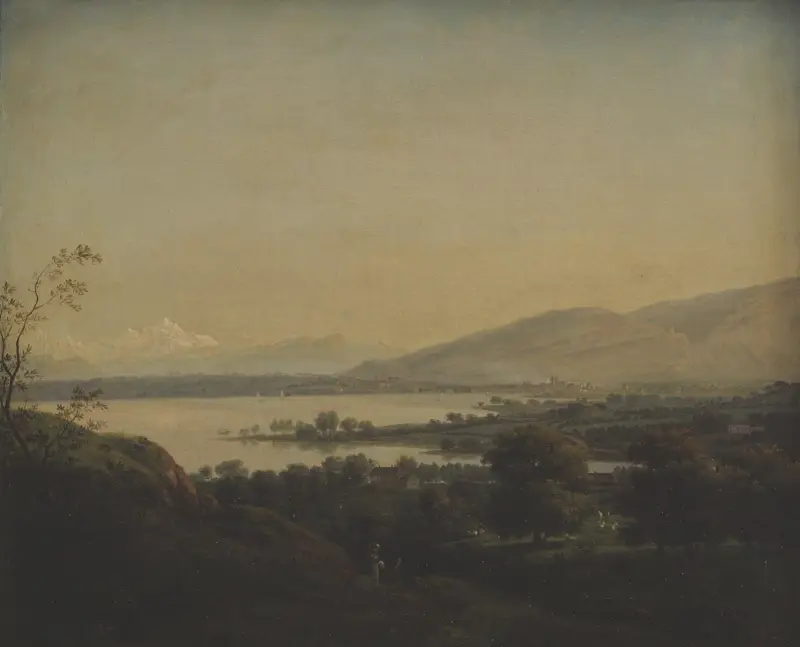 Utsikt över Genèvesjön mot Mont Blanc och Genève av Jens Juel
