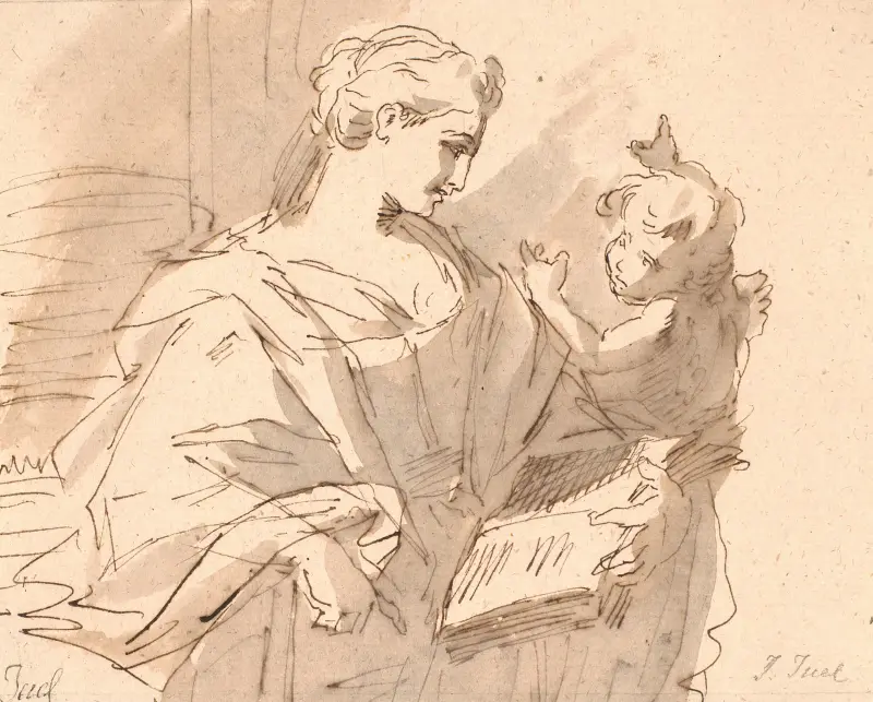 En helgonbild med båge och putto av Jens Juel