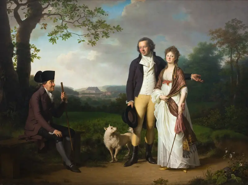 Niels Ryberg with his Son Johan Christian and his Daughter-in-Law Engelke, née Falbe av Jens Juel