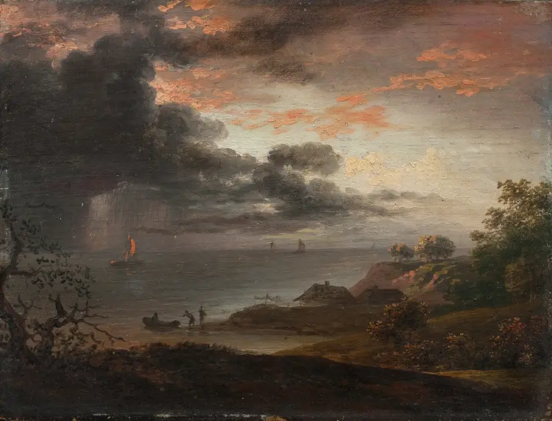 Tordenregn nedstyrtende i havet av Jens Juel