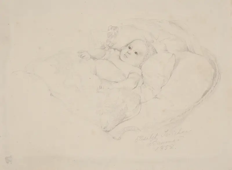 Ein Kind in seiner Wiege von Elisabeth Jerichau Baumann
