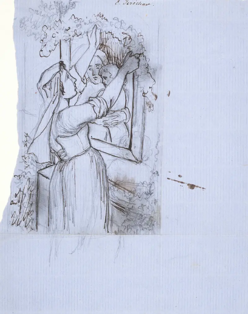 Italienerinde smykker et madonnabillede med guirlande av Elisabeth Jerichau Baumann