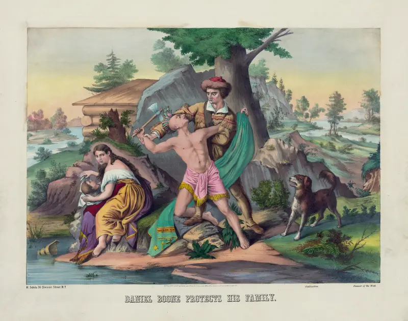 Daniel Boone skyddar sin familj av Henry Jerome Schile