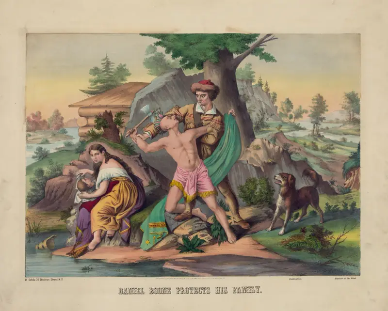 Daniel Boone skyddar sin familj av Henry Jerome Schile