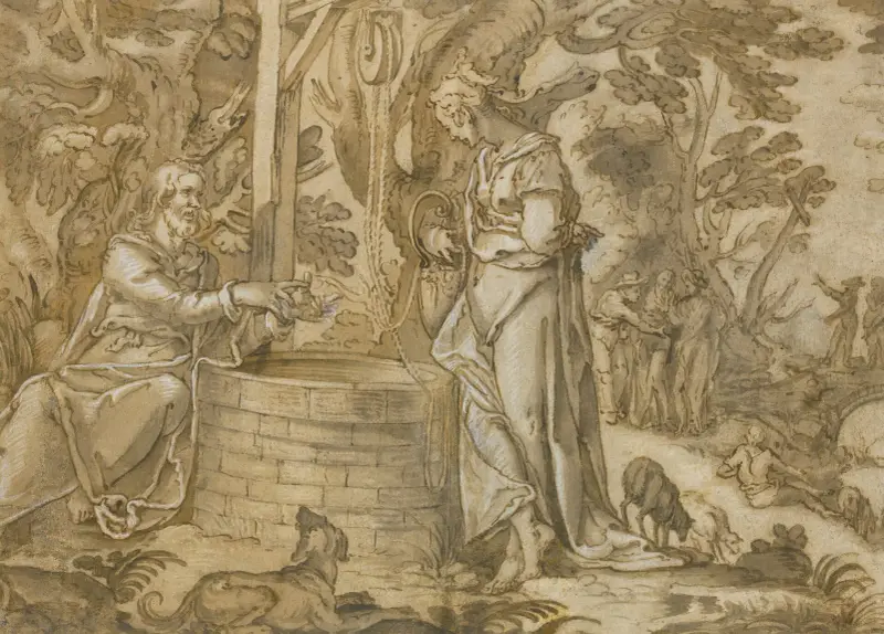 Christ And The Woman Of Samaria av Joachim Wtewael
