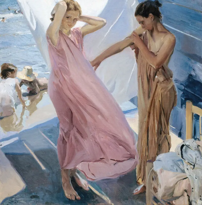 Po koupání, Valencie, Joaquín Sorolla
