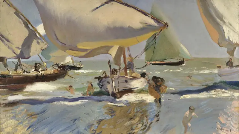 Boats On The Shore av Joaquín Sorolla