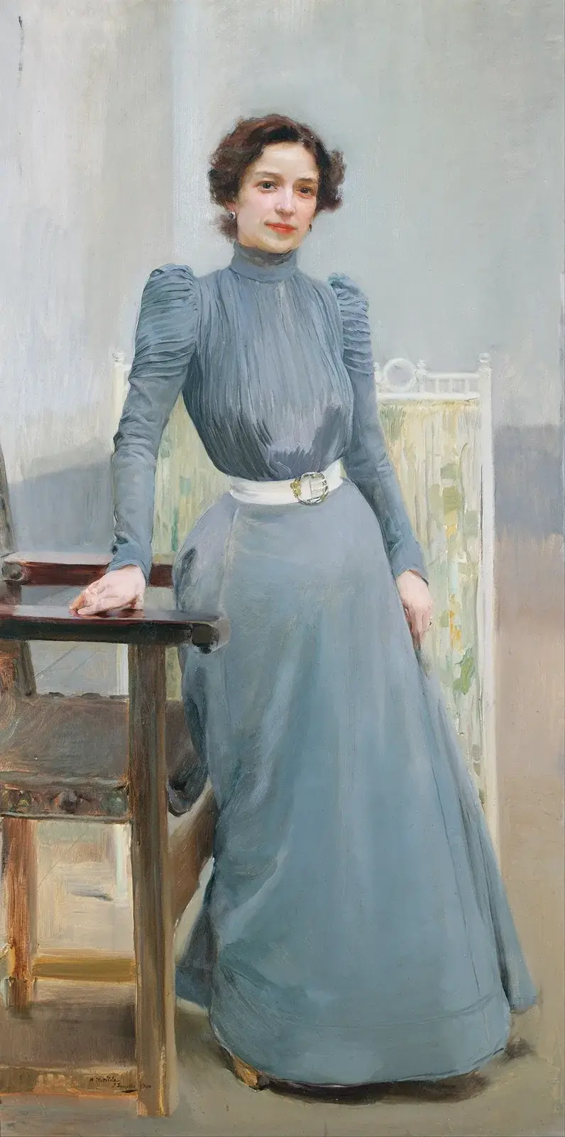 Clotilde con traje gris — Clotilde in a grey dress av Joaquín Sorolla