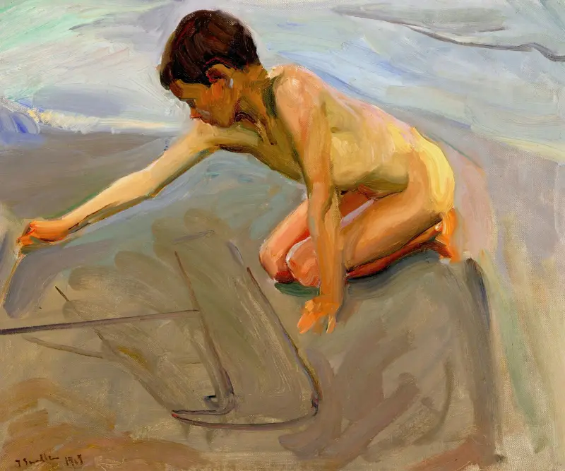Zeichnung im Sand von Joaquín Sorolla