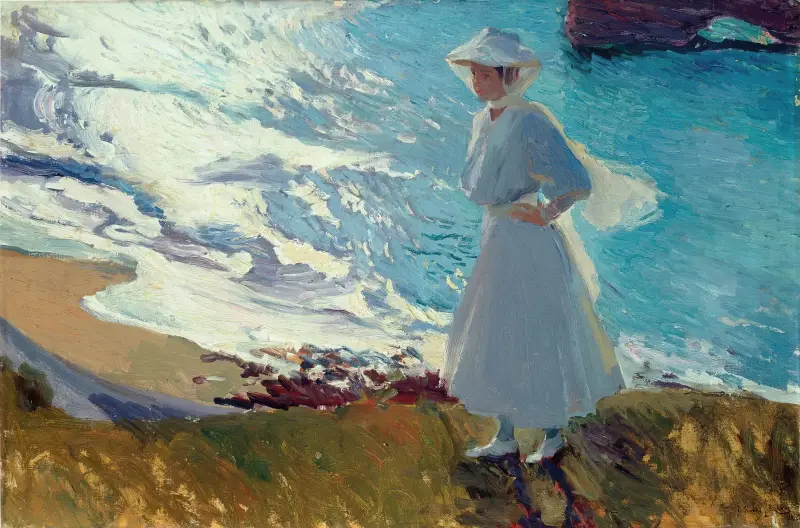 María on the Beach at Biarritz or Contre-jour av Joaquín Sorolla