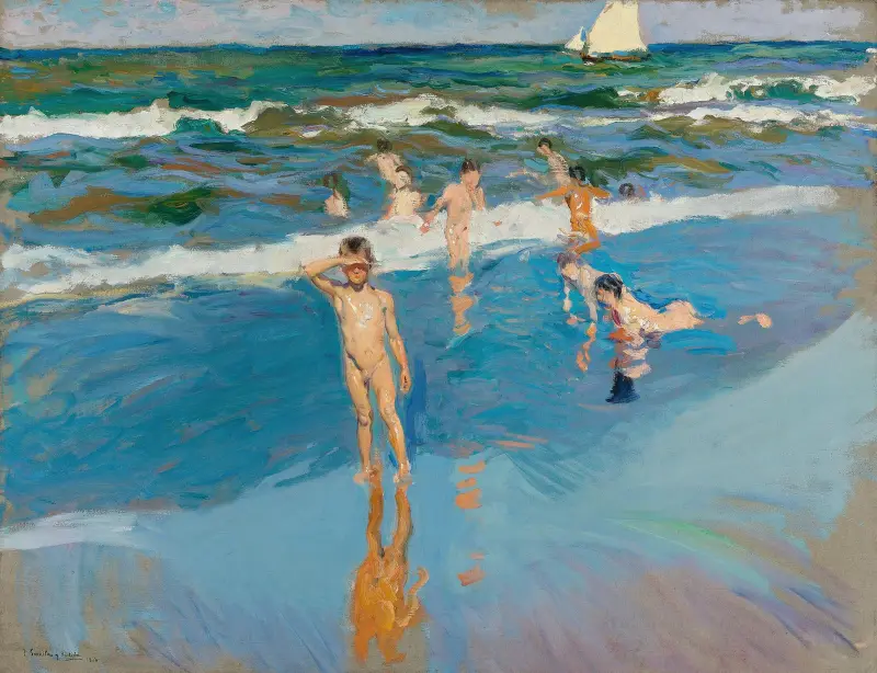 Niños En El Mar. Playa De Valencia (Children In The Sea, Valencia Beach) av Joaquín Sorolla