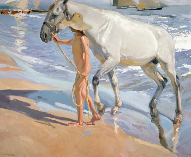 Koupání koně, Joaquín Sorolla