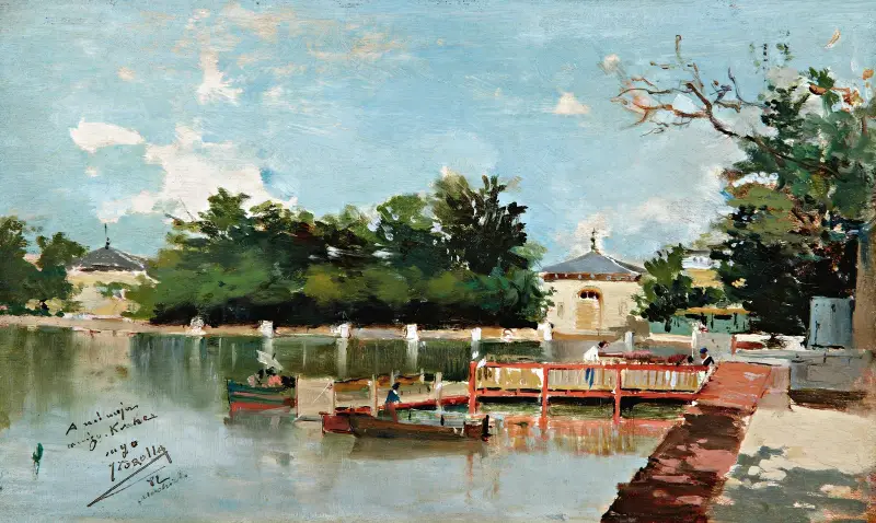 Utsikt över bryggan i Retiroparken, Madrid av Joaquín Sorolla