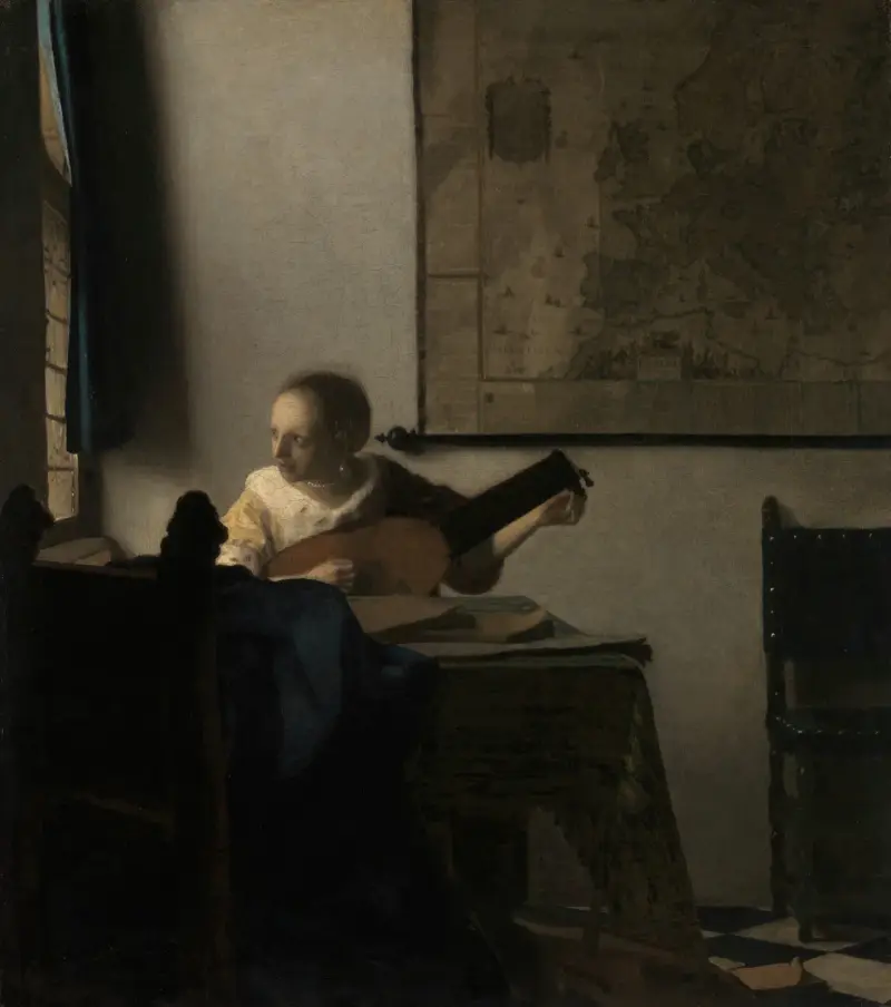 Junge Frau mit einer Laute von Johannes Vermeer