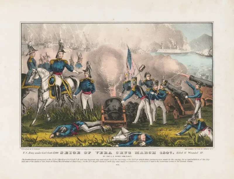Belägringen av Vera Cruz i mars 1847; av USA:s armé och flotta av John Cameron