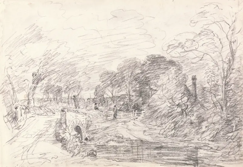 A Bridge near Salisbury Court, Perhaps Milford Bridge av John Constable
