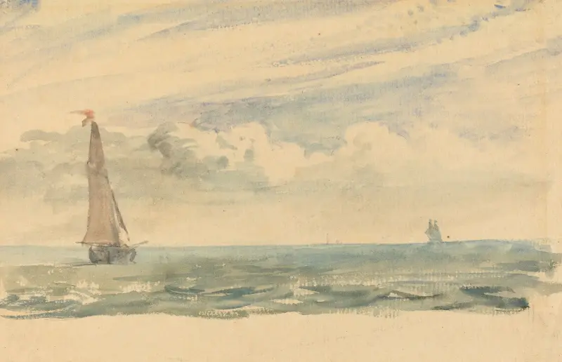Mořská krajina se dvěma plachetnicemi, John Constable
