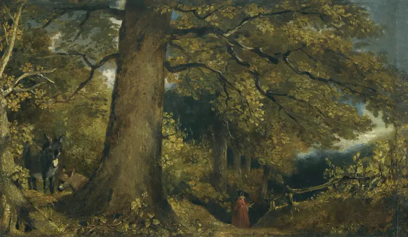 A Young Girl In A Woodland Landscape av John Constable