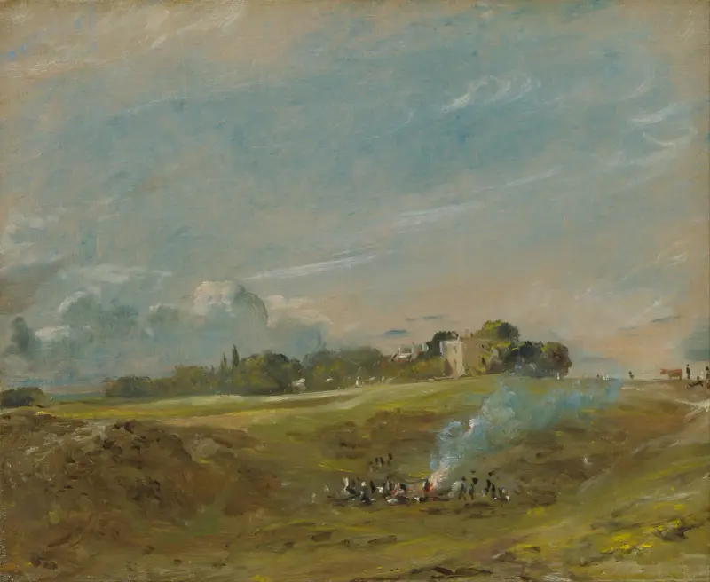 Hampstead Heath mit einem Freudenfeuer von John Constable