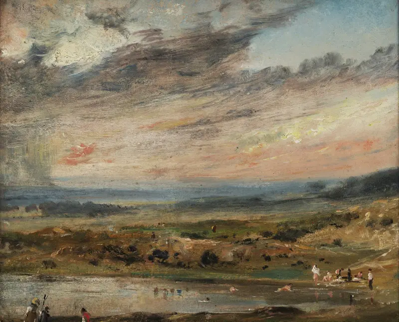 Hampstead Heath, with Pond and Bathers av John Constable