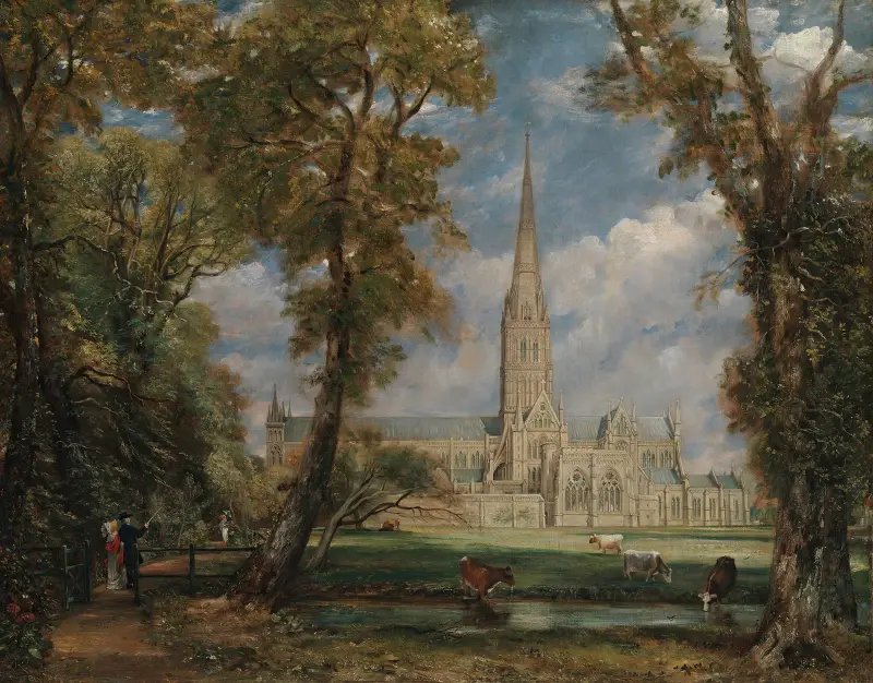Salisburyjský chrám ze zahrady biskupa, John Constable