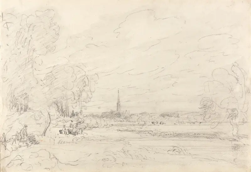 Salisburyjská katedrála z luk, 1829, John Constable