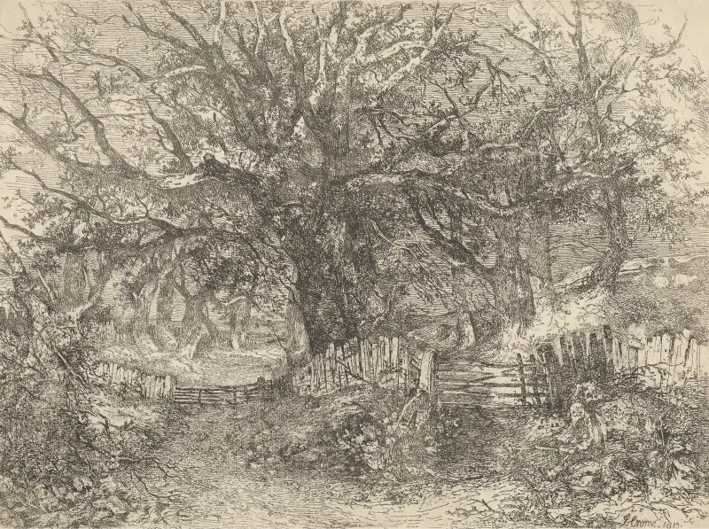 Road Scene, Trowse Hall, near Norwich av John Crome