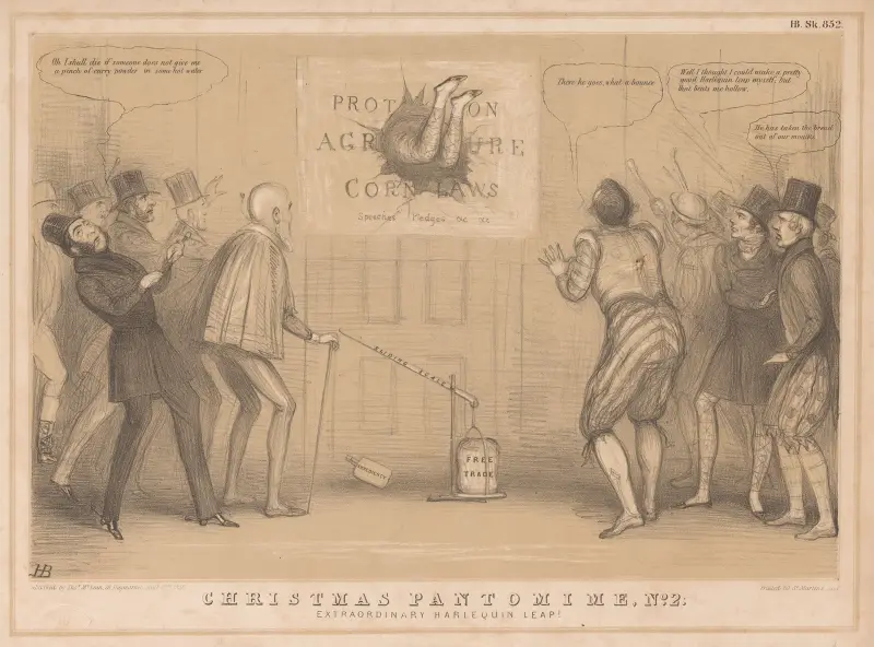 Weihnachtspantomime, Nr. 2. Außergewöhnlicher Harlekin-Sprung!, 1846 von John Doyle