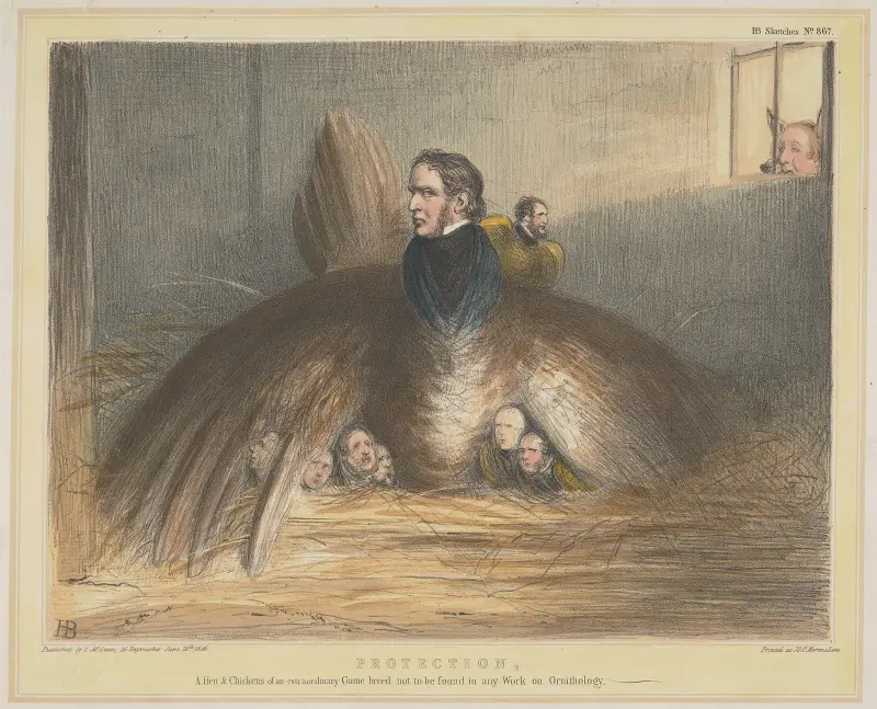 Protection, A Hen and Chickens of an Extraordinary Game Breed, Not to be Found in any work on Ornithology av John Doyle