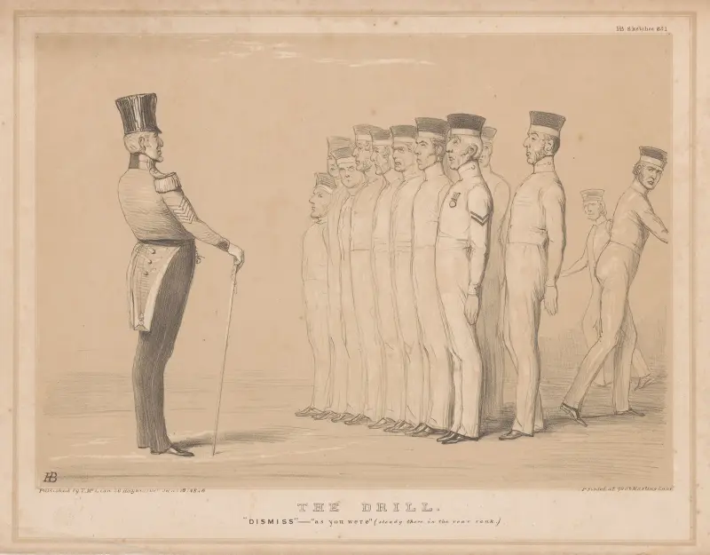 The drill. ‘Dismiss’ – ‘as you were’ (steady there in the rear rank.) av John Doyle