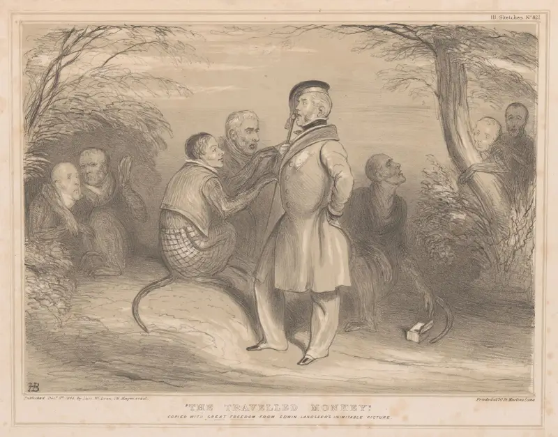 ‘The travelled monkey.’ Copied with with great freedom from Edwin Landseer’s inimitable picture av John Doyle